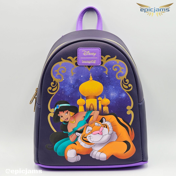 Loungefly Disney Aladdin Jasmine & Rajah Purple Mini Backpack Bag New - Picture 1 of 5
